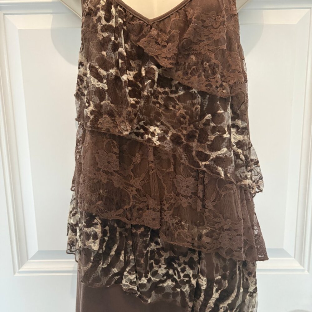 Brown Ruffle Leopard Top by Lena